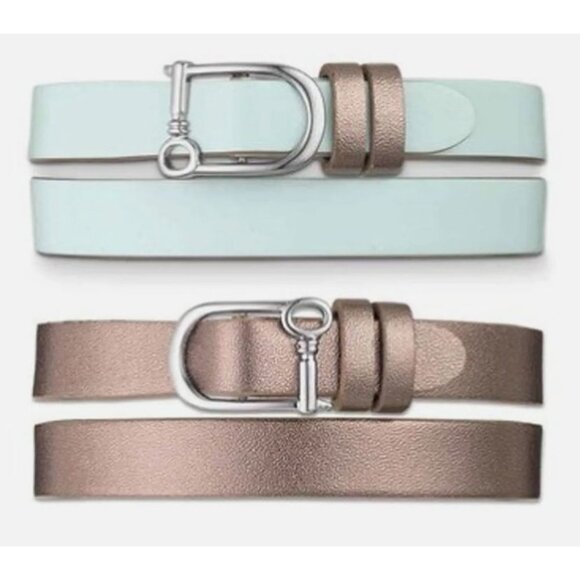 Keep Collective ~ Double Leather Band ~ Mint/Steel Grey - Picture 1 of 3